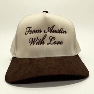 From Austin With Love Hat | Cream & Brown Suede Snapback | Mad Capper Texas